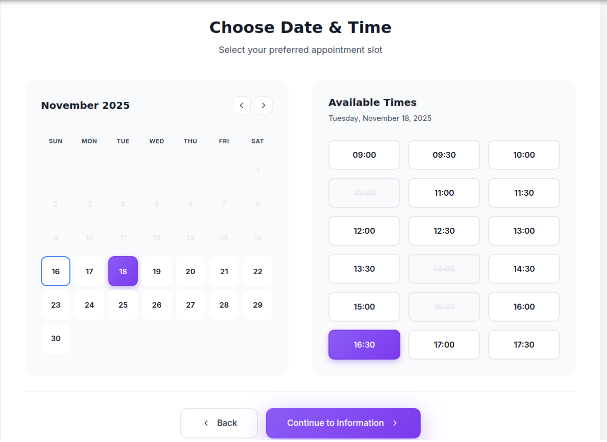 Booking System Preview