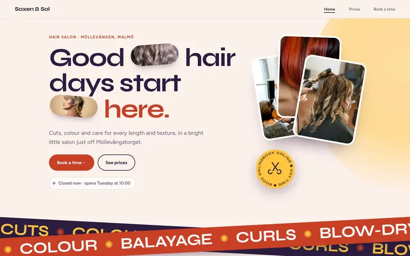 Hair salon template with the headline Good hair days start here